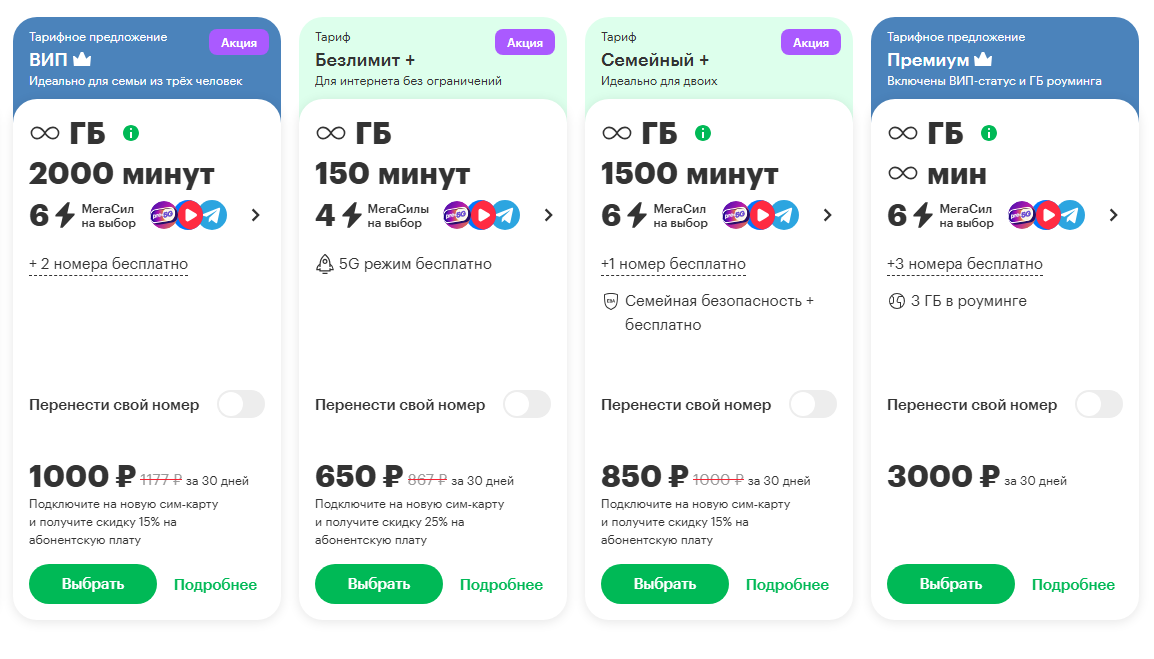 Краткое описание популярных тарифных предложений для жителей Нижнего Новгорода